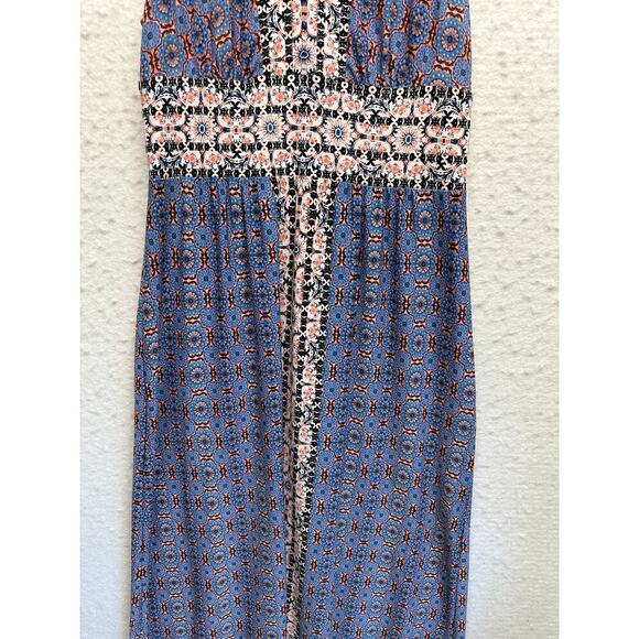 Stitch Fix Wisp Maxi Dress Blue Border Print V-Neck Boho Sleeveless Size 4P - Picture 3 of 9